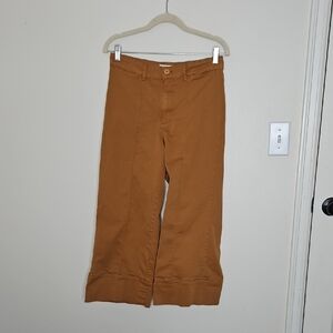 Anthropologie Brown Wide Leg Chino Cropped Pants Size 4